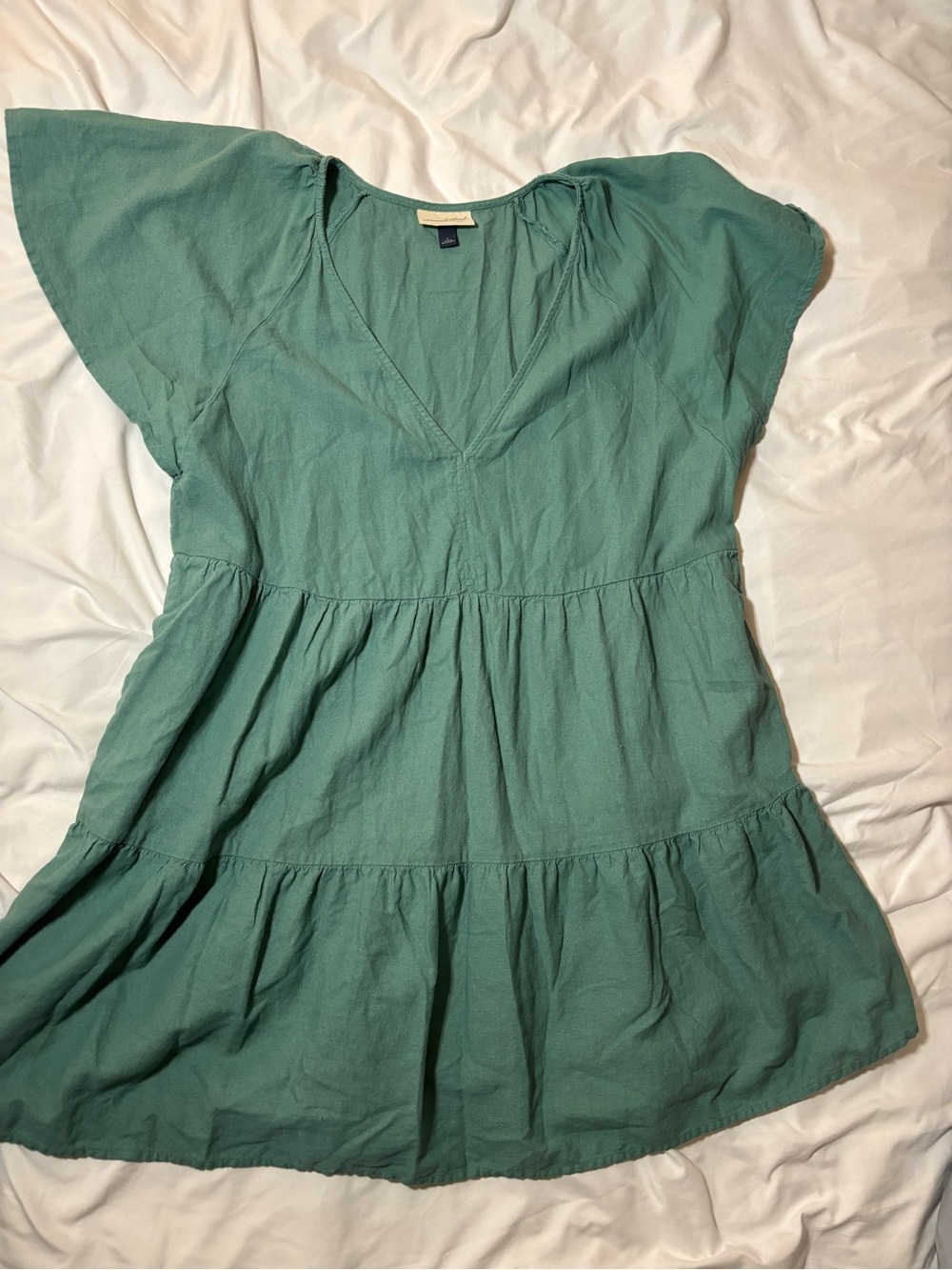 Universal Thread Seafoam Green V-Neck Tiered Dress